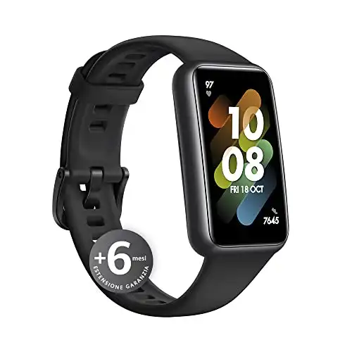 HUAWEI Band 7 Orologio Smart, Design ultra-sottile, Monitoraggio SpO2 continuo, Autonomia 14 giorni, Notifiche, Monitoraggio della salute, sonno e stress 24h, 96 modalità di allenamento, 5ATM, Nero