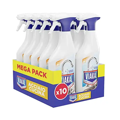 Viakal Anticalcare Detersivo Spray, 10 Confezioni (10 x 500 ml), Rimozione del Calcare fino al 100%